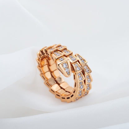 [Blar]SERPENTI RING PINK GOLD DIAMOND DOUBLE ROW