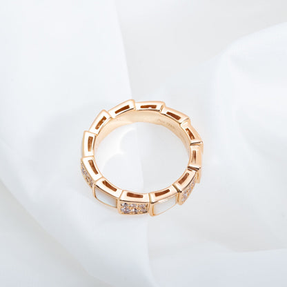 [Blar]SERPENTI RING PINK GOLD MOP DIAMOND PAVED 4MM