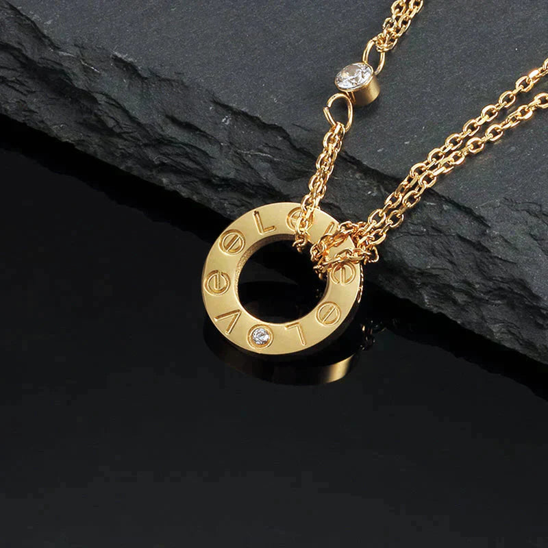 [CAT]LOVE NECKLACE 16MM 2 DIAMONDS