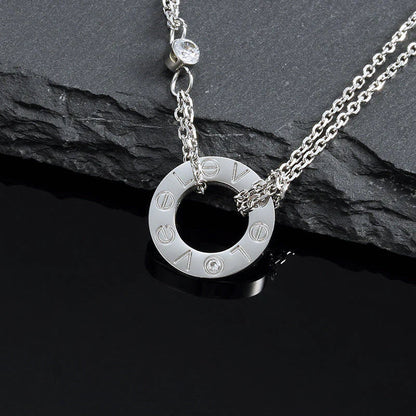 [CAT]LOVE NECKLACE 16MM 2 DIAMONDS