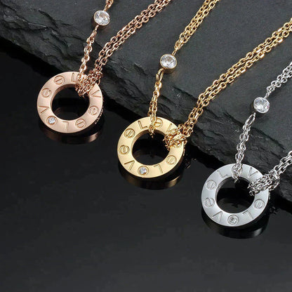 [CAT]LOVE NECKLACE 16MM 2 DIAMONDS