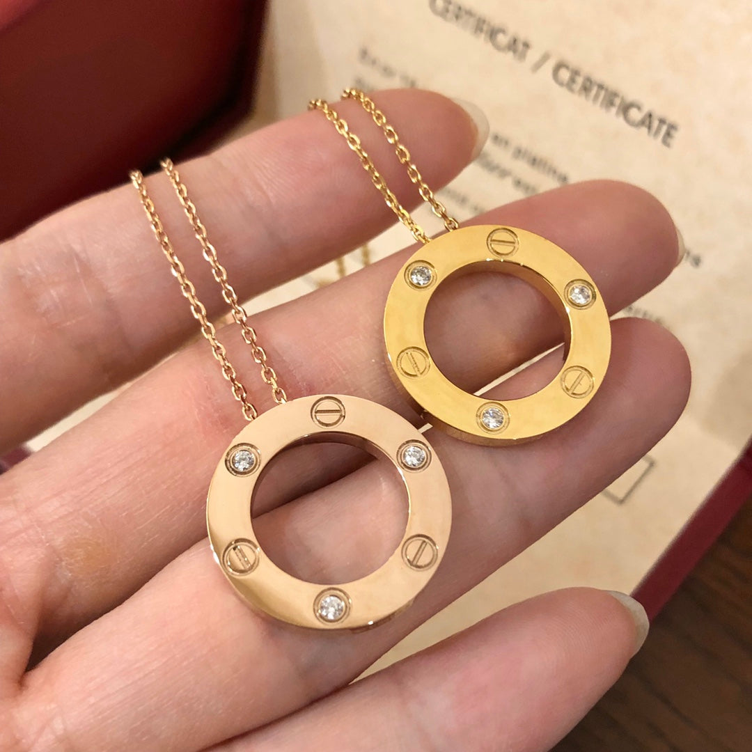 [CAT]LOVE NECKLACE 16MM 3 DIAMONDS