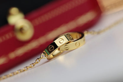 [CAT]LOVE NECKLACE DOUBLE RING GOLD