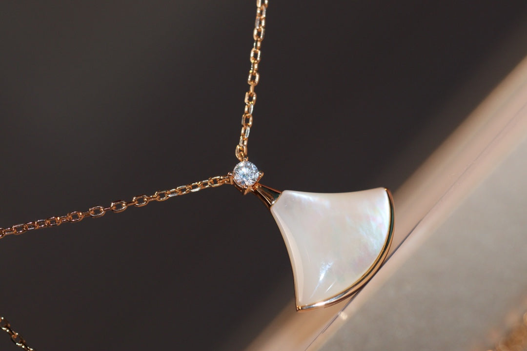 [Blar]DREAM NECKLACE WHITE MOP PINK GOLD 1 DIAMOND