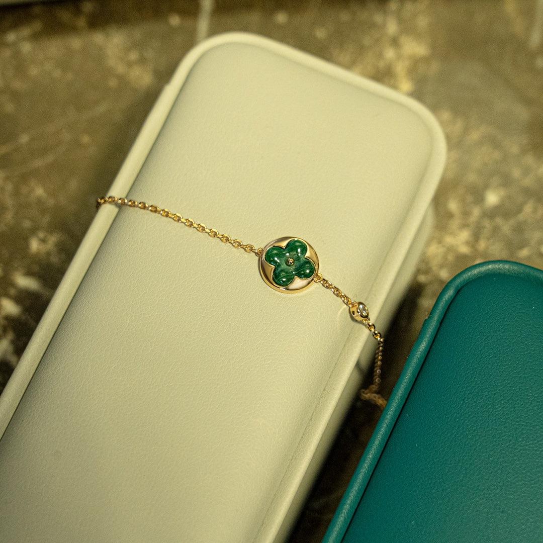 [Loui]SUN MALACHITE 1 DIAMOND PINK GOLD BRACELET