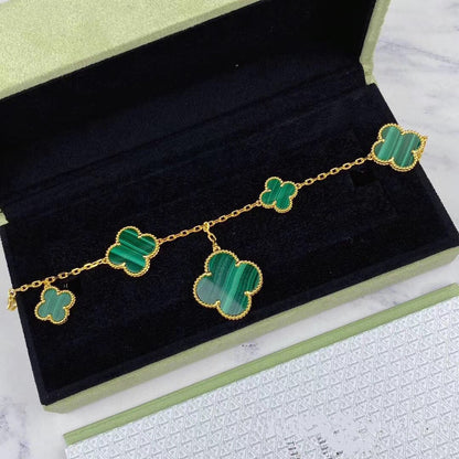 [VCA]MAGIC CLOVER MALACHITE GOLD BRACELET 5 MOTIFS