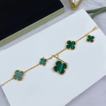 [VCA]MAGIC CLOVER MALACHITE GOLD BRACELET 5 MOTIFS