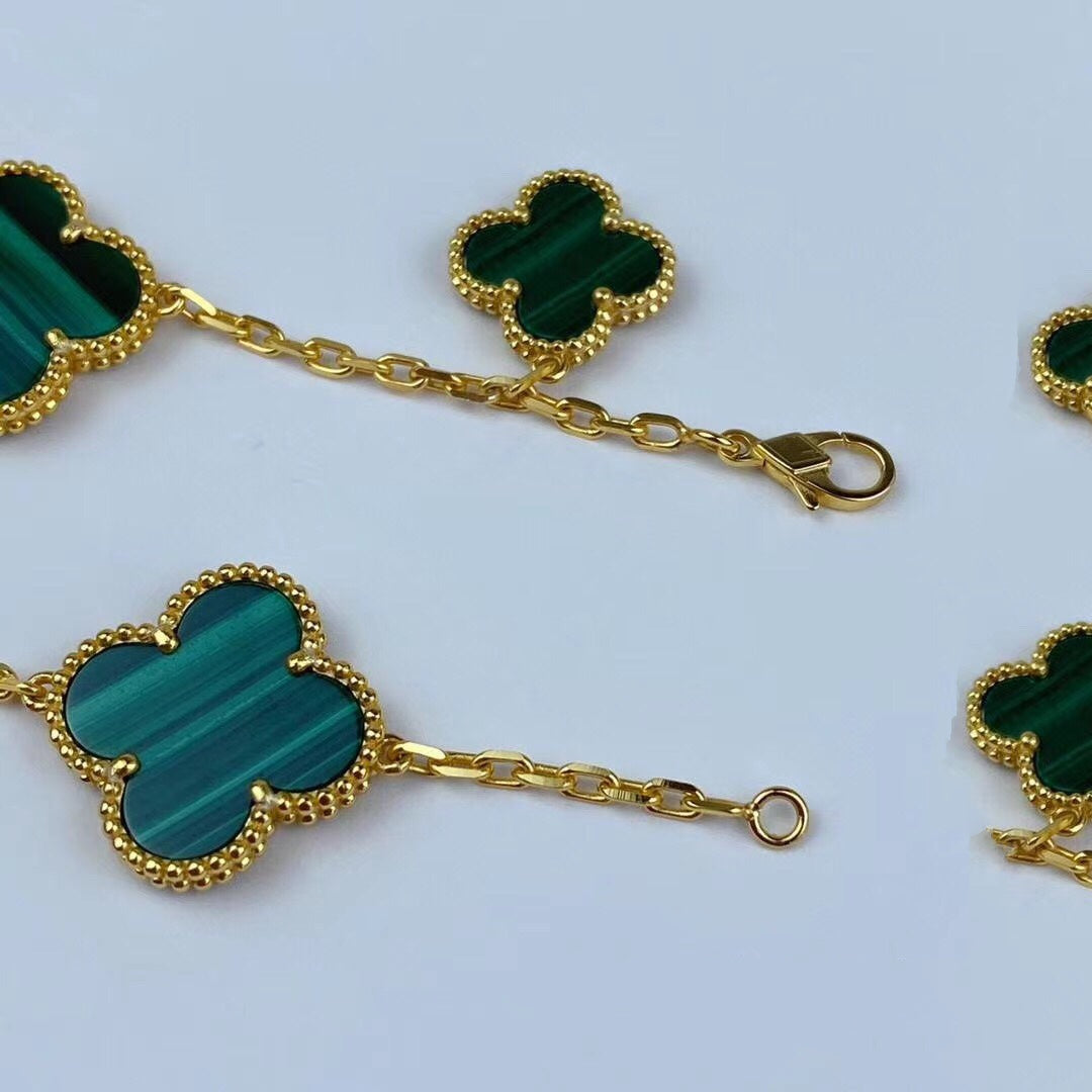 [VCA]MAGIC CLOVER MALACHITE GOLD BRACELET 5 MOTIFS