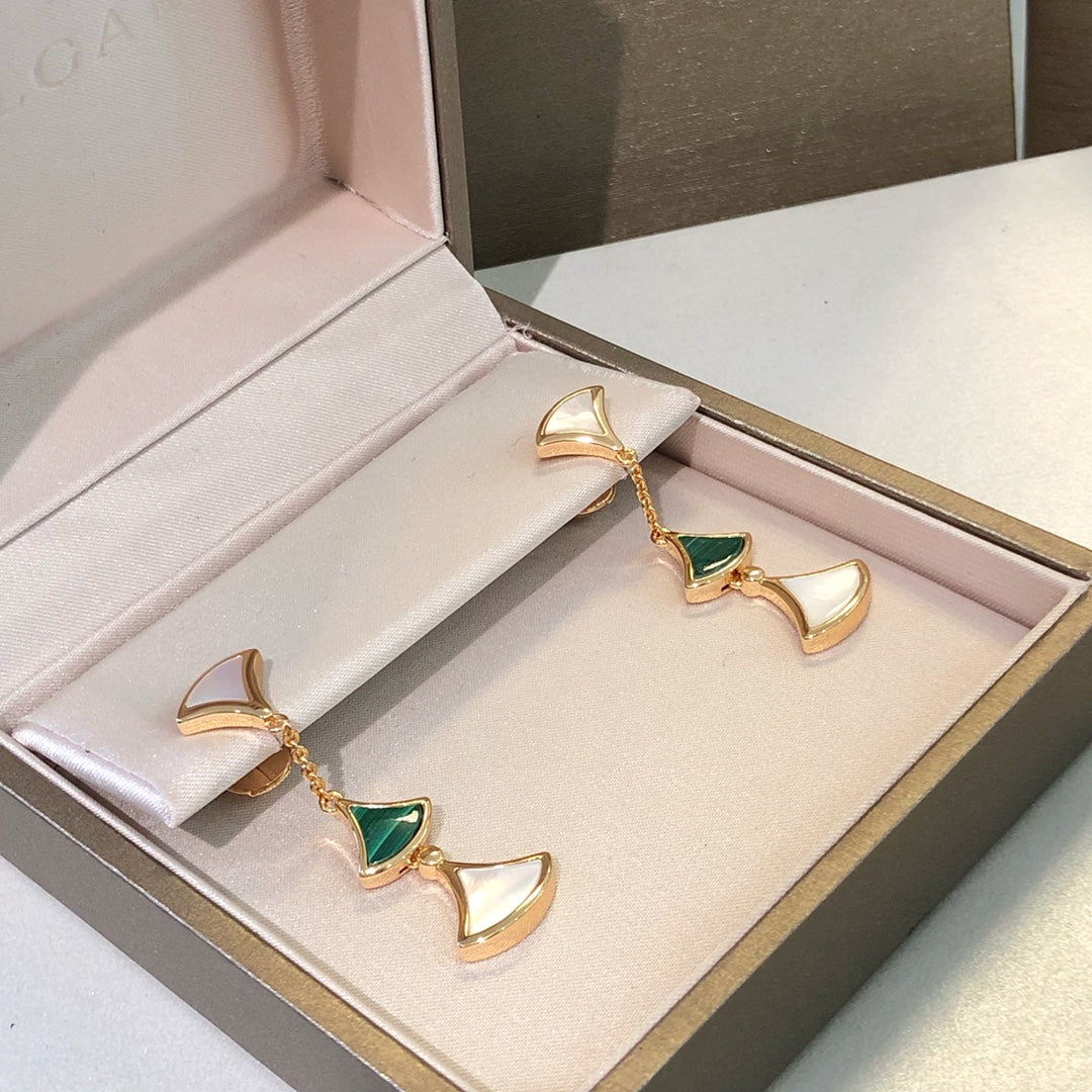 [Blar]DREAM EARRINGS 3 MOTIFS MALACHITE MOP PINK GOLD