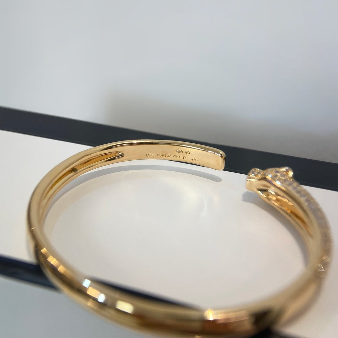 [CAT]PANTHERE GOLD DIAMOND OPEN BRACELET