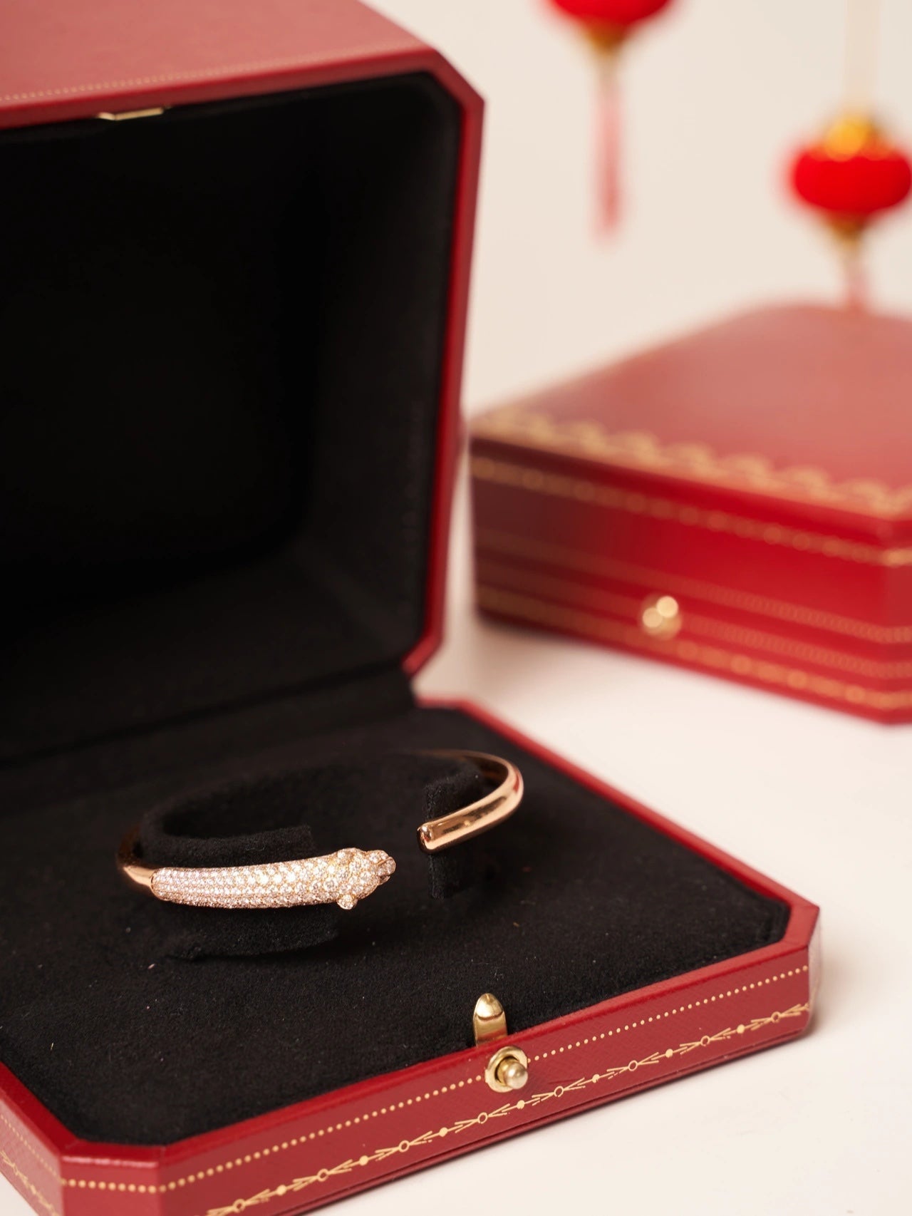 [CAT]PANTHERE ROSE GOLD DIAMOND OPEN BRACELET