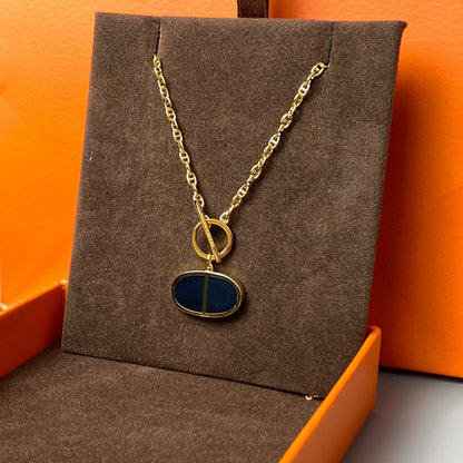 [Hmes]CHAINE VERSO BLACK CERAMIC NECKLACE