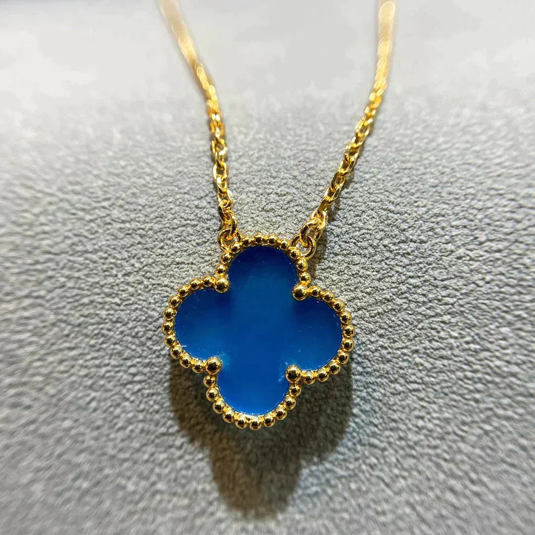 [VCA]CLOVER 15MM BLUE AGATE NECKLACE