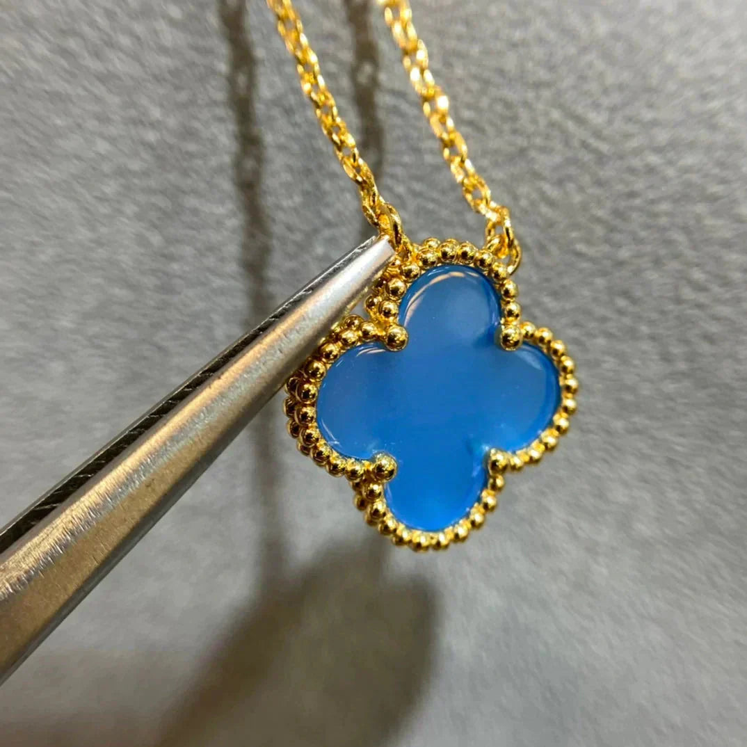 [VCA]CLOVER 15MM BLUE AGATE NECKLACE