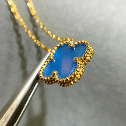 [VCA]CLOVER 15MM BLUE AGATE NECKLACE