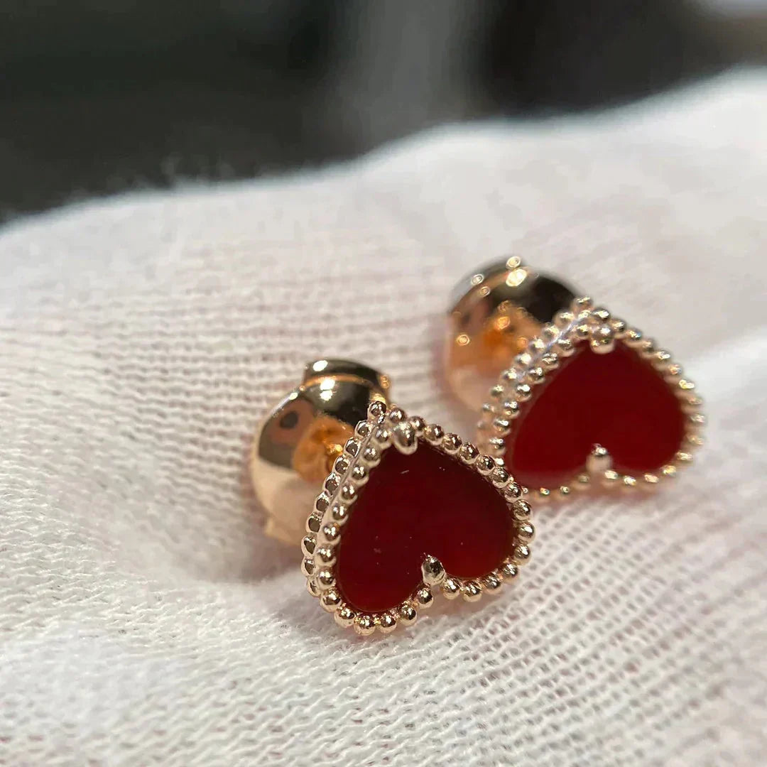 [VCA]HEART CARNELIAN STUD EARRINGS