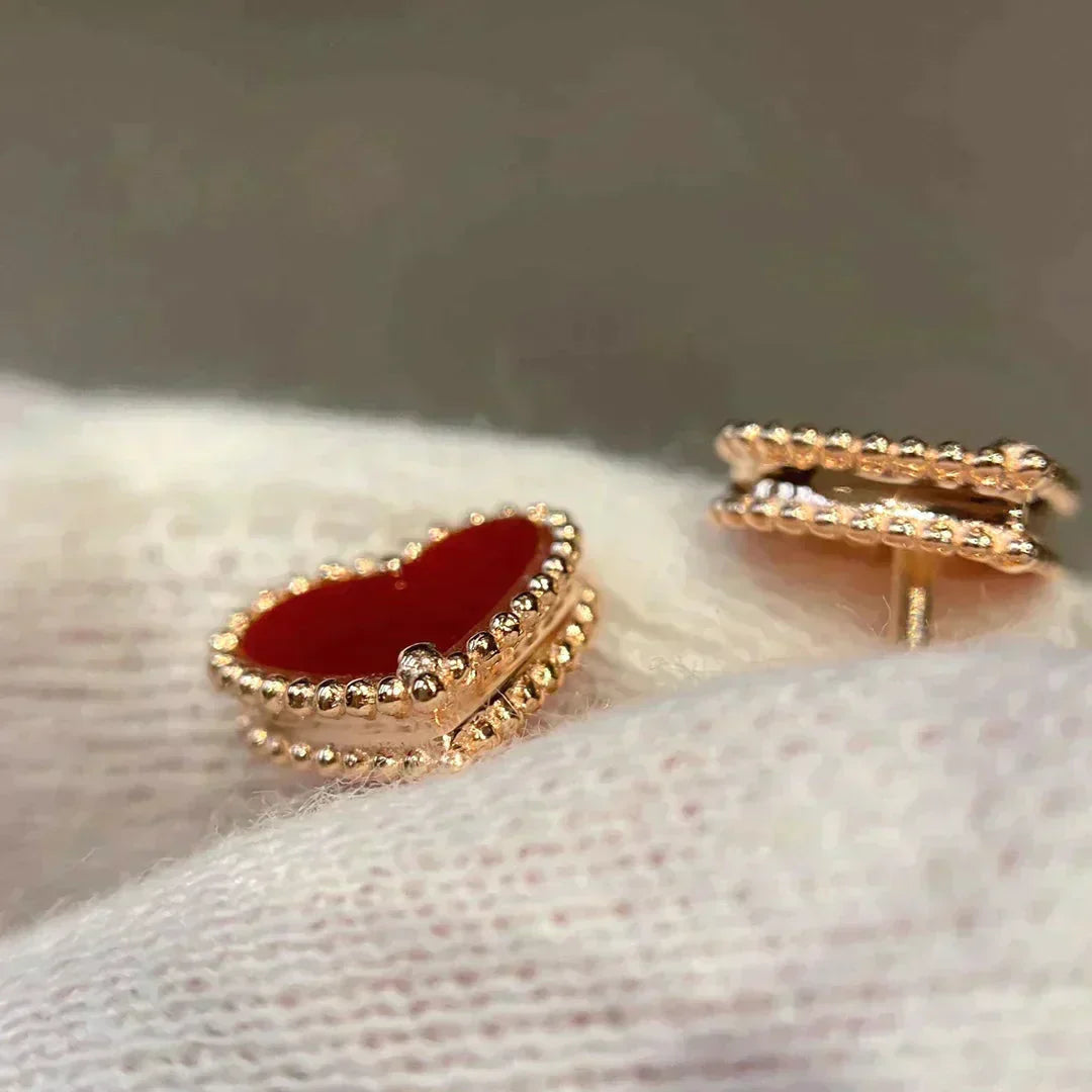 [VCA]HEART CARNELIAN STUD EARRINGS