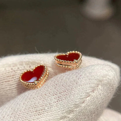 [VCA]HEART CARNELIAN STUD EARRINGS