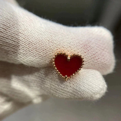 [VCA]HEART CARNELIAN STUD EARRINGS