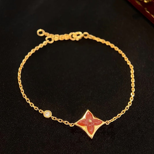 [Loui]COLOR STAR CARNELIAN PINK GOLD DIAMOND BRACELET