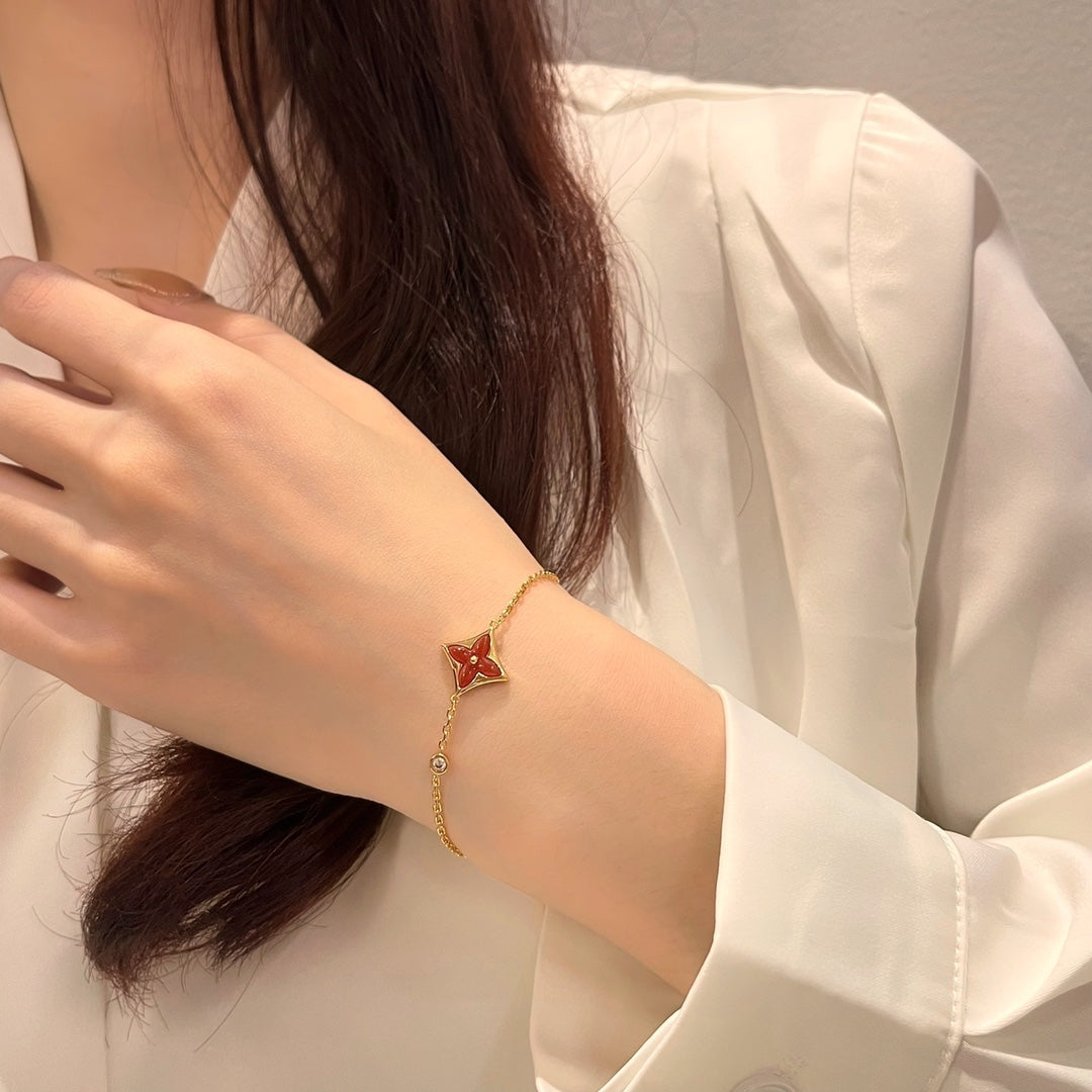 [Loui]COLOR STAR CARNELIAN PINK GOLD DIAMOND BRACELET