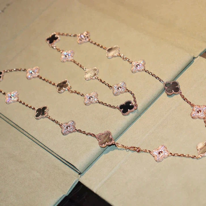 [VCA]CLOVER 20 MOTIFS DARK MOP DIAMOND  NECKLACE