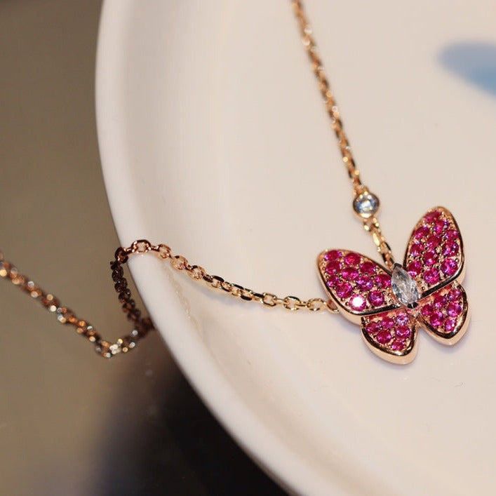 [VCA]BUTTERFLY RED DIAMOND ROSE GOLD NECKLACE