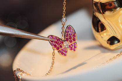 [VCA]BUTTERFLY RED DIAMOND ROSE GOLD NECKLACE