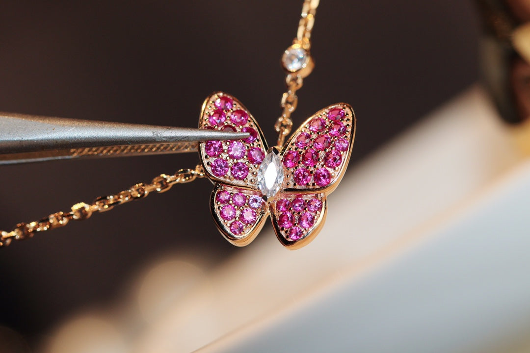 [VCA]BUTTERFLY RED DIAMOND ROSE GOLD NECKLACE