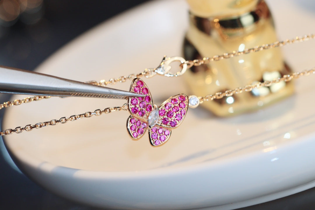 [VCA]BUTTERFLY RED DIAMOND ROSE GOLD NECKLACE