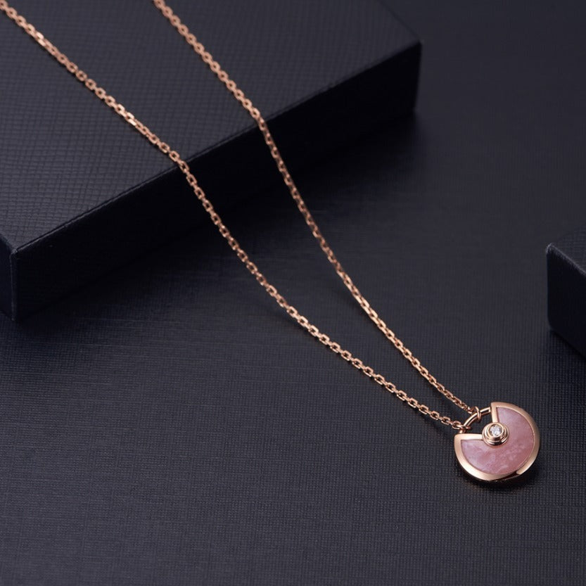 [Chau]AMULETTE ROSE GOLD PINK MOP NECKLACE