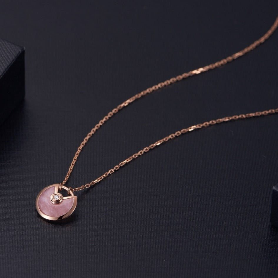 [Chau]AMULETTE ROSE GOLD PINK MOP NECKLACE