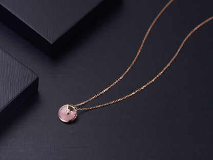 [Chau]AMULETTE ROSE GOLD PINK MOP NECKLACE