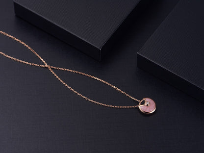 [Chau]AMULETTE ROSE GOLD PINK MOP NECKLACE