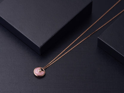 [Chau]AMULETTE ROSE GOLD PINK MOP NECKLACE