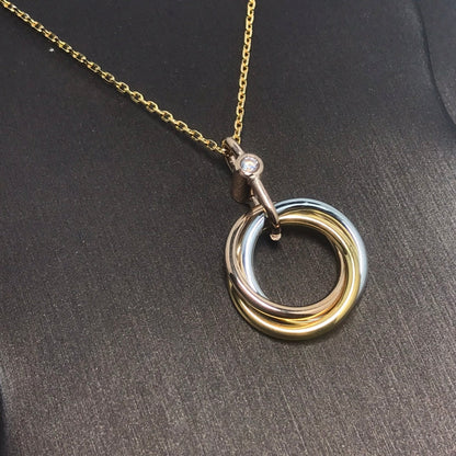 [CAT]TRINITY SILVER GOLD PINK GOLD NECKLACE