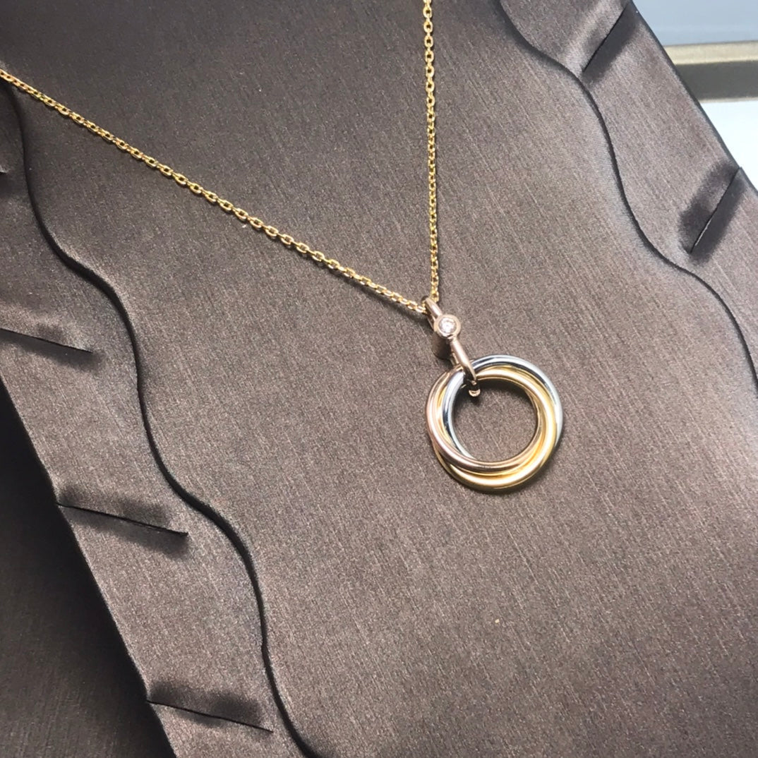 [CAT]TRINITY SILVER GOLD PINK GOLD NECKLACE