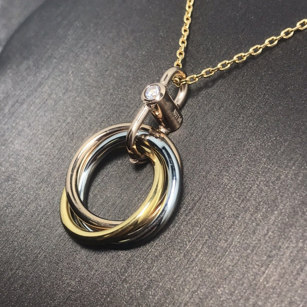 [CAT]TRINITY SILVER GOLD PINK GOLD NECKLACE