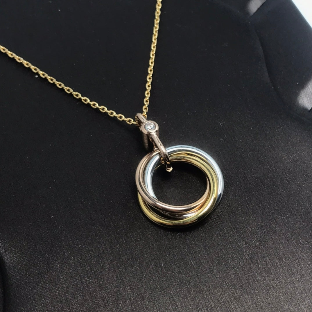 [CAT]TRINITY SILVER GOLD PINK GOLD NECKLACE