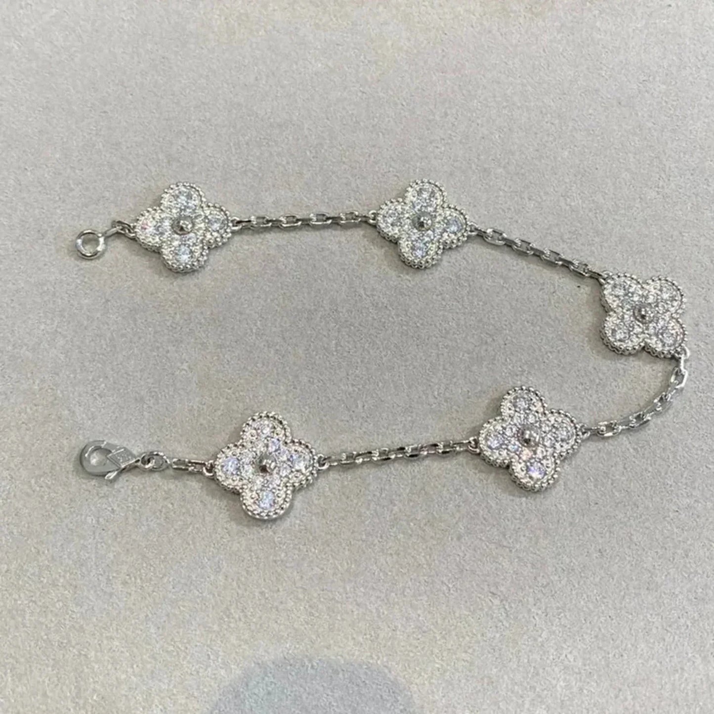 [VCA]CLOVER 5 MOTIFS  DIAMOND BRACELET SILVER