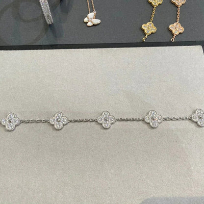 [VCA]CLOVER 5 MOTIFS  DIAMOND BRACELET SILVER