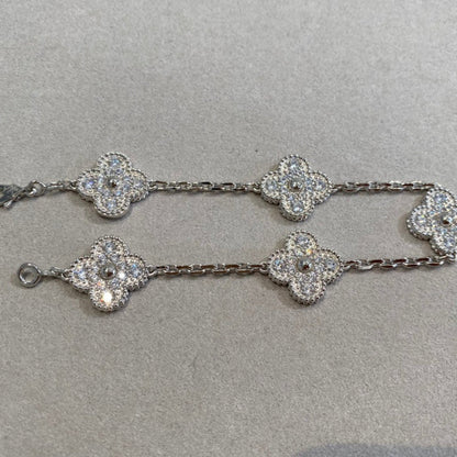 [VCA]CLOVER 5 MOTIFS  DIAMOND BRACELET SILVER