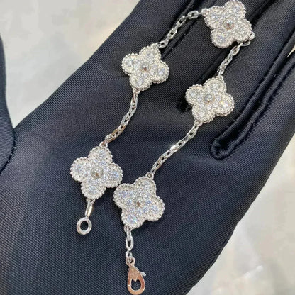 [VCA]CLOVER 5 MOTIFS  DIAMOND BRACELET SILVER