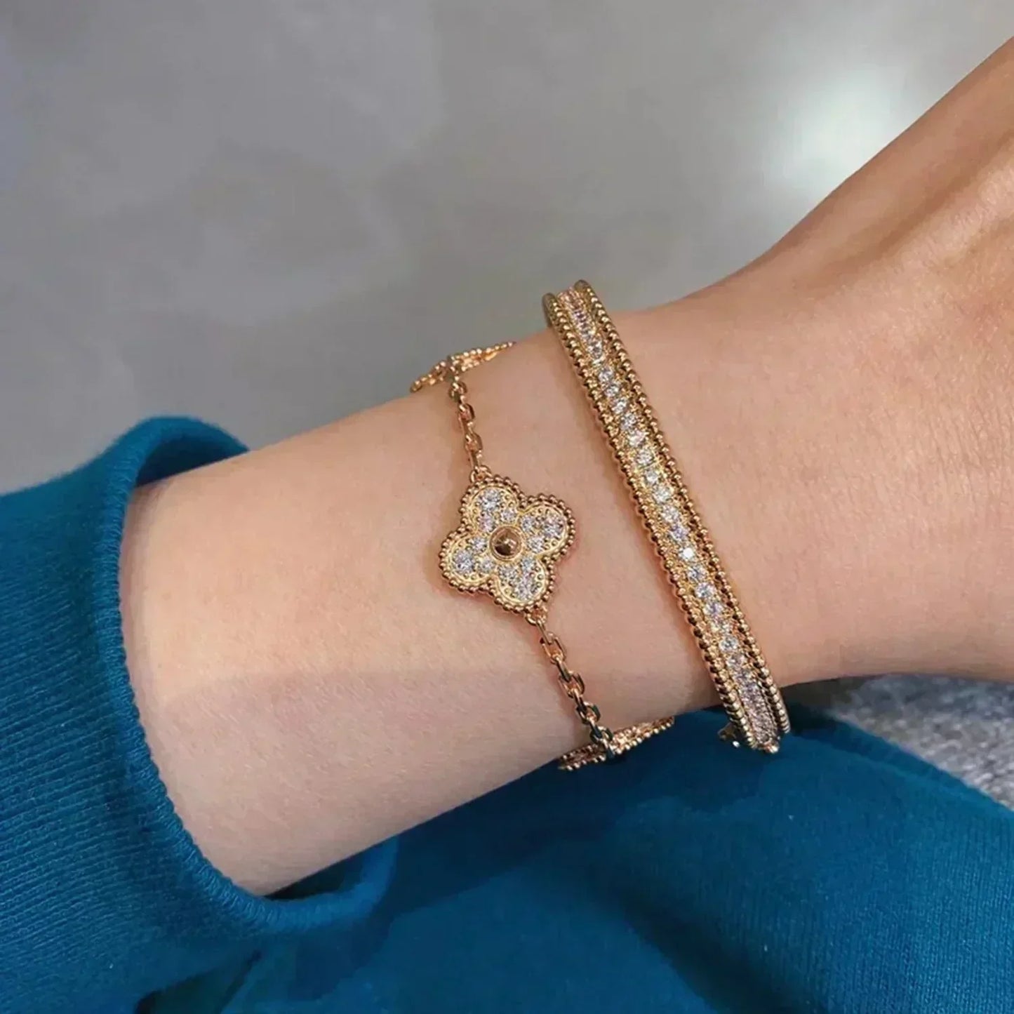 [VCA]CLOVER 5 MOTIFS  FULL DIAMOND BRACELET