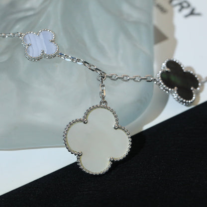 [VCA]CLOVER BRACELET 5 MOTIFS MOP CHALCEDONY SILVER