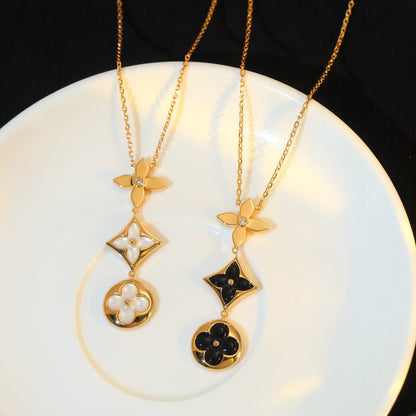 [Loui]STAR AND SUN ONYX PINK GOLD NECKLACE