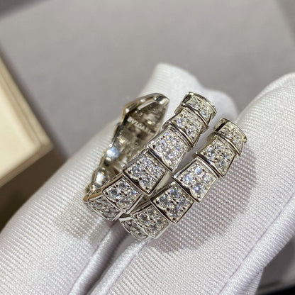 [Blar]SERPENTI DOUBLE RING SILVER DIAMOND PAVED