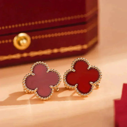 [VCA]CLOVER MEDIUM 1 MOTIFS CARNELIAN  EARRINGS