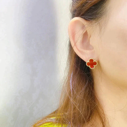 [VCA]CLOVER MEDIUM 1 MOTIFS CARNELIAN  EARRINGS