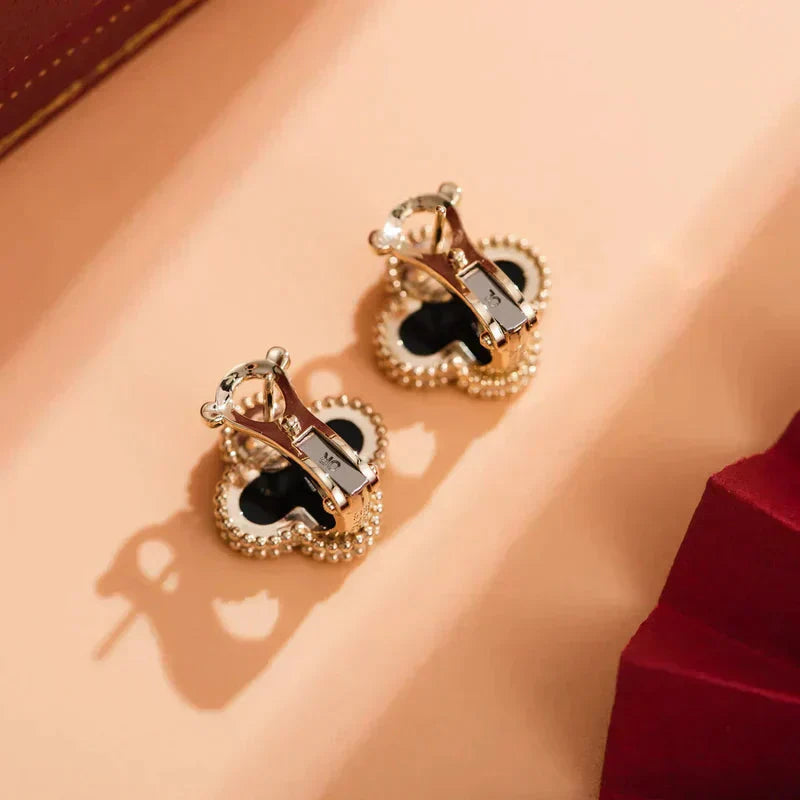 [VCA]CLOVER MEDIUM 1 MOTIFS  ONYX STUD EARRINGS